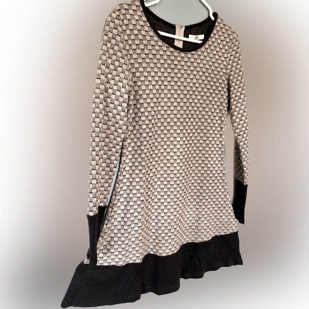 Ya Los Angeles Gray Black Textured Retro Sweater Dress Size Large